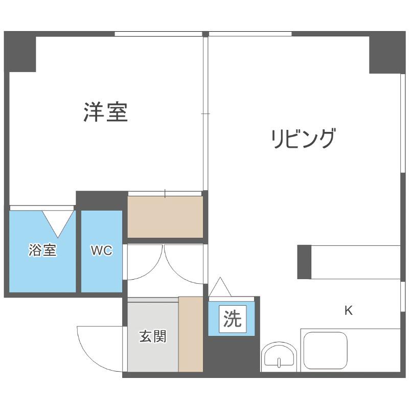札幌メープルビル(1LDK/3階)の間取り写真