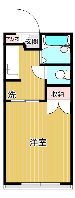 シャルマン越谷(1K/1階)の間取り写真