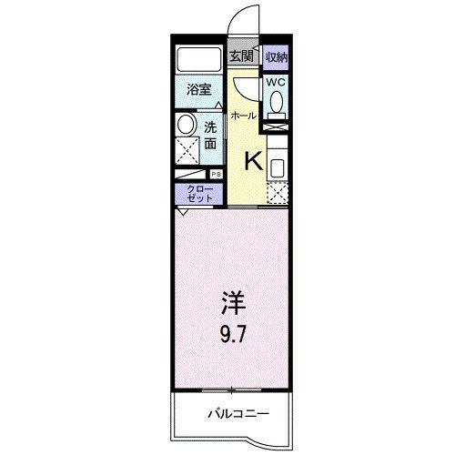 ドゥーメゾン(1K/2階)の間取り写真