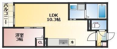 JACK KOTOBUKI I(1LDK/1階)の間取り写真