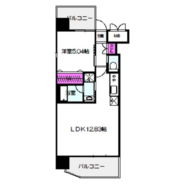 プレジオ森之宮(1LDK/6階)の間取り写真