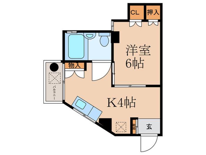 コーポ中新(1K/2階)の間取り写真