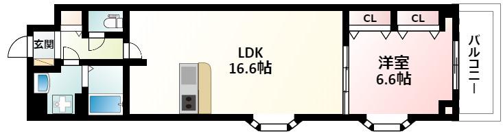 アルバトルナーレ江坂(1LDK/4階)の間取り写真