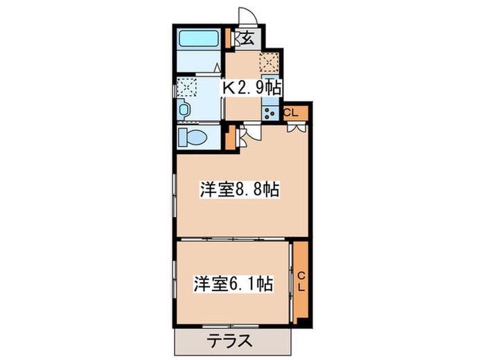 カーサN祖師谷(2K/1階)の間取り写真