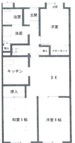 シェルクレールS(3DK/1階)の間取り写真