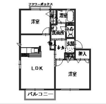 シャーメゾン魚住(2LDK/2階)の間取り写真