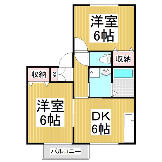 レザン松岡 C棟(2DK/1階)の間取り写真