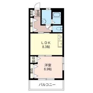 テラス上馬(1LDK/3階)の間取り写真