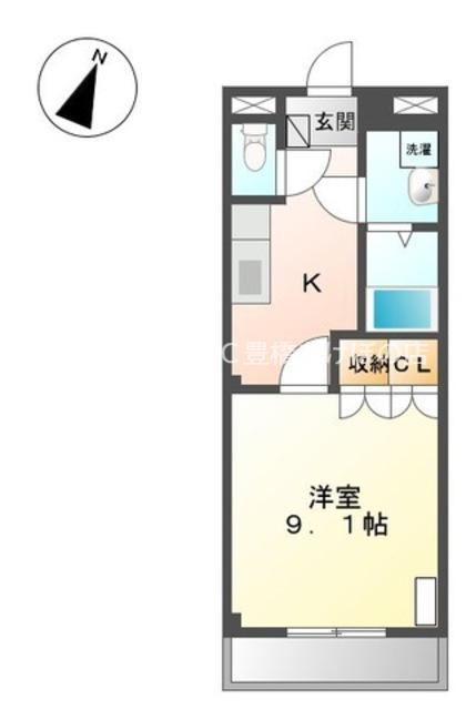 グランディール中浜(1K/1階)の間取り写真