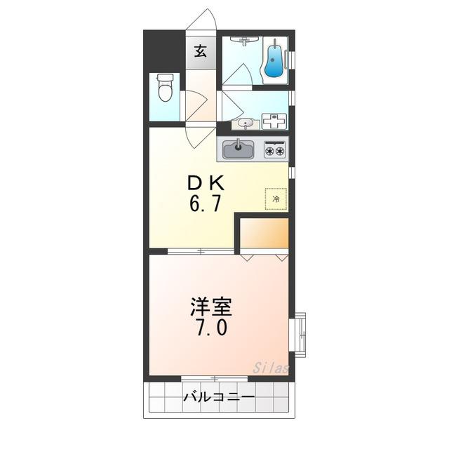 タイニーハイム(1DK/2階)の間取り写真