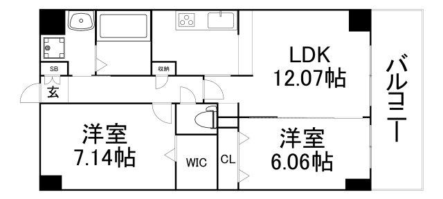 エスヴェール北梅田(2LDK/6階)の間取り写真