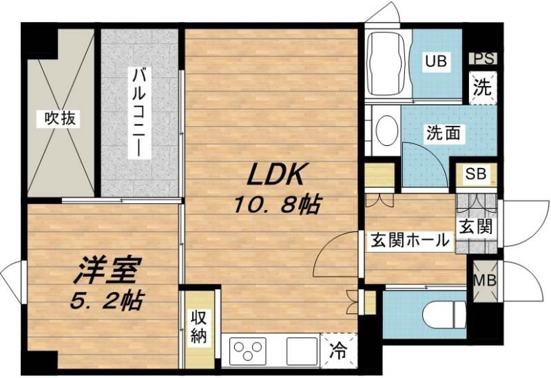 FLAT INN UESHIO(1LDK/6階)の間取り写真