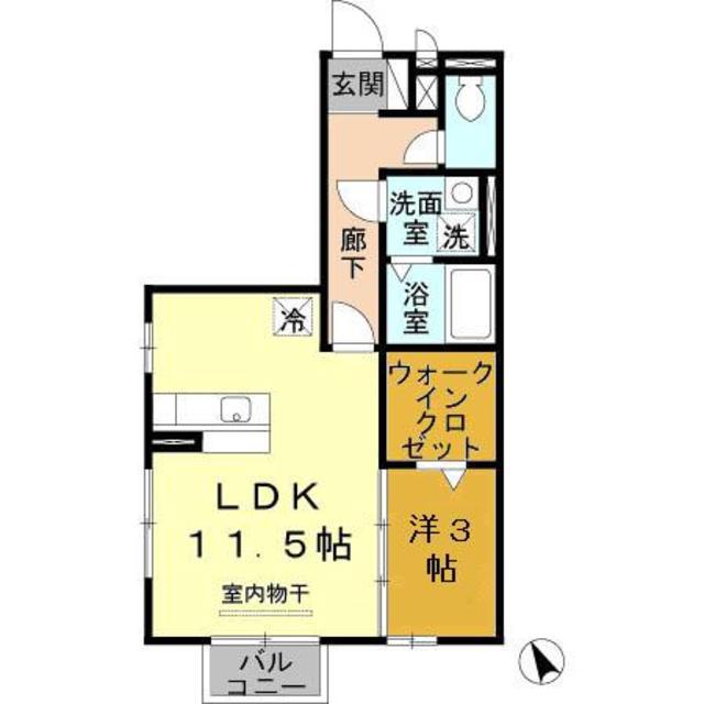 リヴェール長瀬(1LDK/1階)の間取り写真