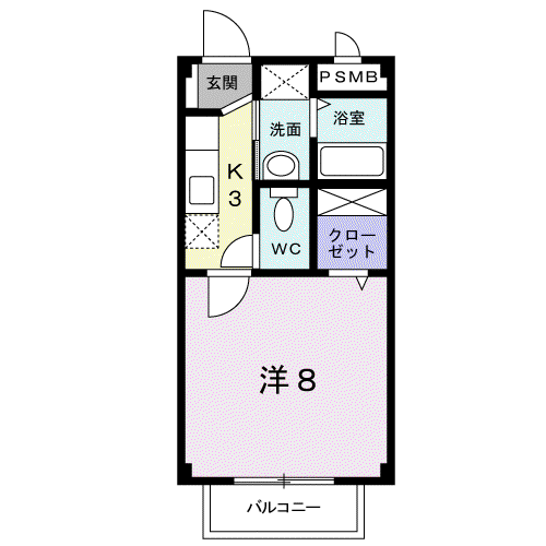 ビバ-チェ(1K/2階)の間取り写真