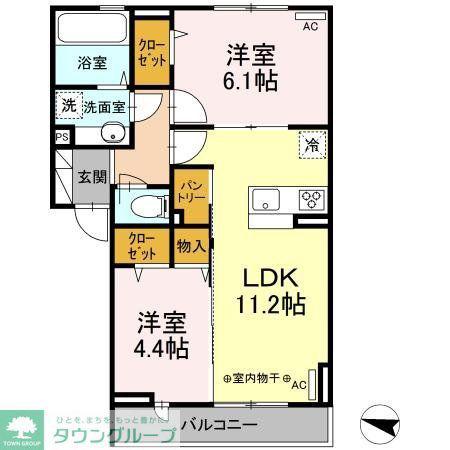 エリオント深見西二丁目(2LDK/1階)の間取り写真