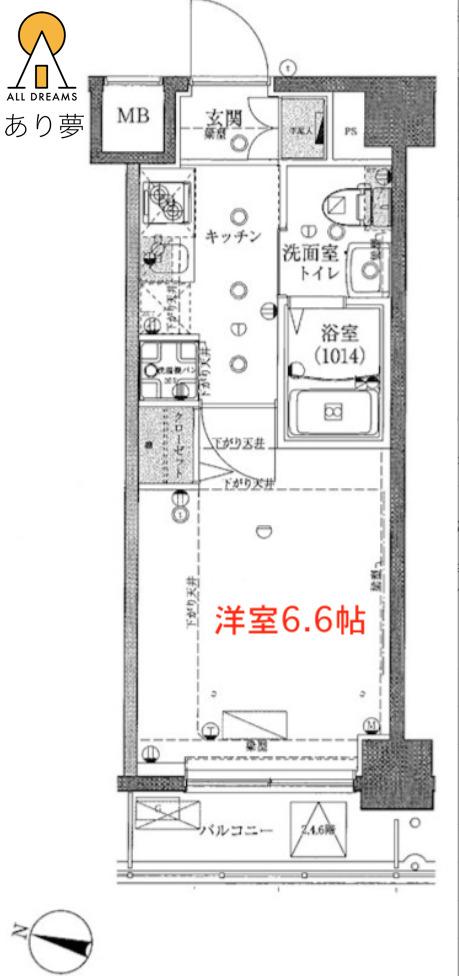 グロース西横浜II(1K/7階)の間取り写真