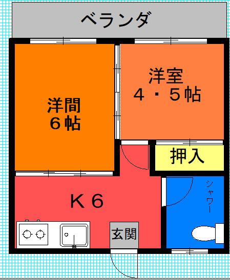 丸島荘(2DK/2階)の間取り写真