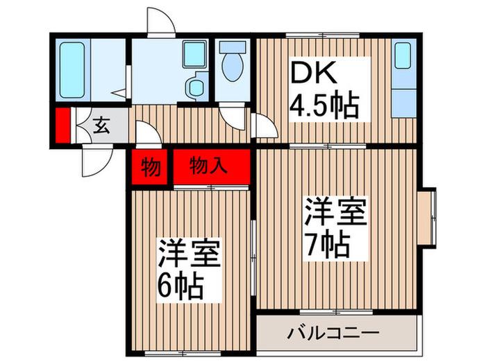 セイコーハウスB(2DK/2階)の間取り写真
