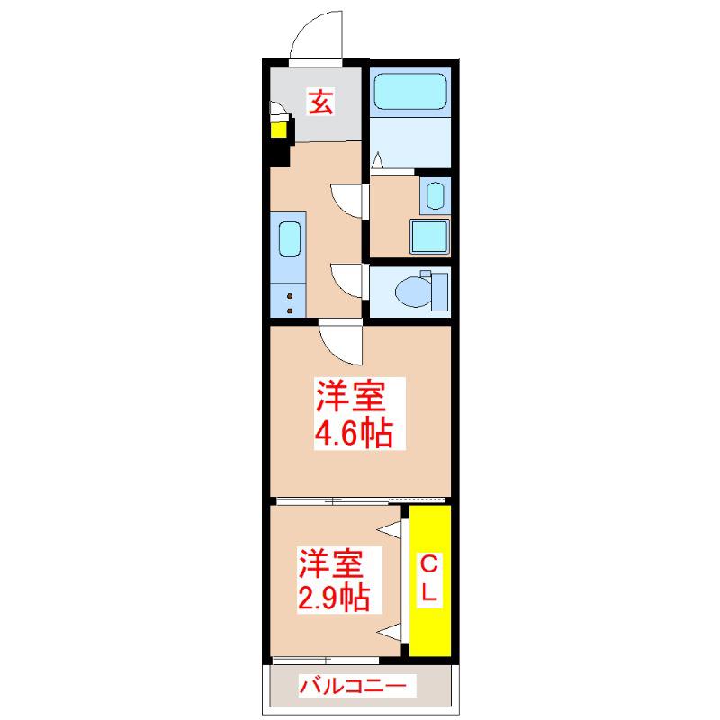 URBAN STYLE鴨池(2K/4階)の間取り写真