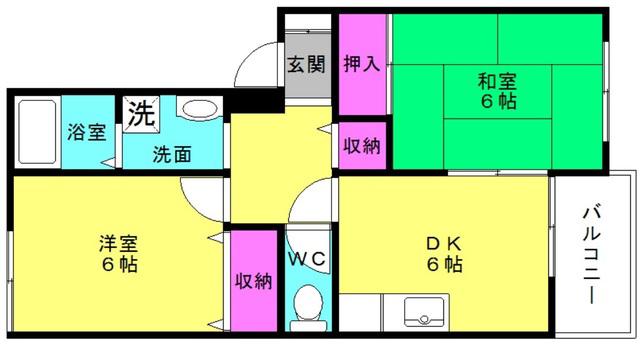 マノワール1(2DK/1階)の間取り写真