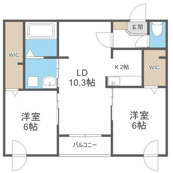 ROYALE二十四軒(2LDK/3階)の間取り写真