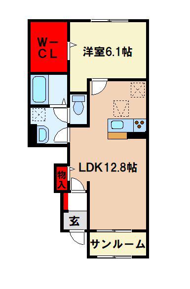 REVASAーM(1LDK/1階)の間取り写真