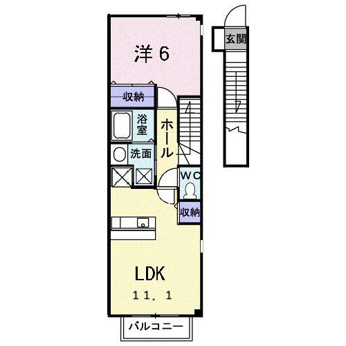 HARMONIEまつほA(1LDK/2階)の間取り写真