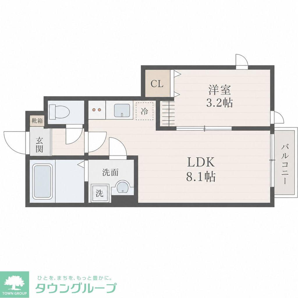 根岸町AP A棟(1LDK/1階)の間取り写真