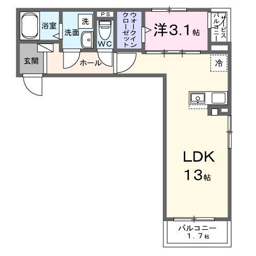 東羽衣6丁目アパート(1LDK/2階)の間取り写真