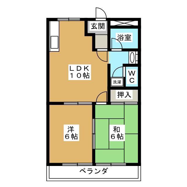 コットンハウスI(2LDK/2階)の間取り写真