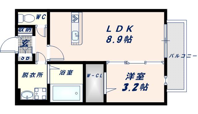 グレイス奥林A(1LDK/2階)の間取り写真