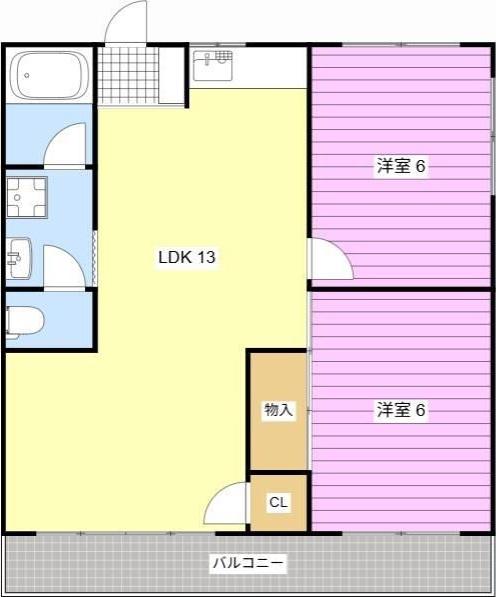 コーポいぬづか(2LDK/2階)の間取り写真