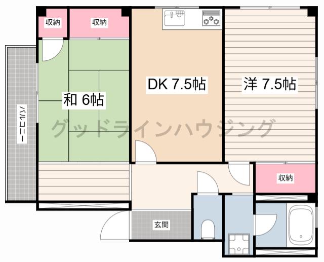 アバニティー東出口(2LDK/3階)の間取り写真