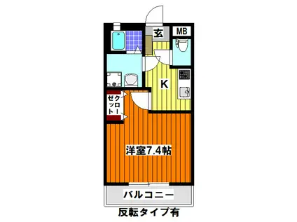 パレットハウス(1K/1階)の間取り写真
