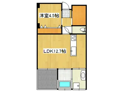 鹿児島市電唐湊線 桜島桟橋通駅 徒歩16分 3階建 築17年(1LDK/2階)の間取り写真