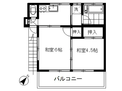 飯田アパート(2K/2階)の間取り写真
