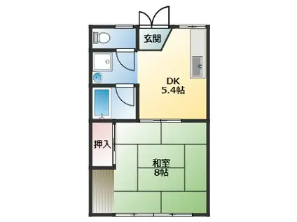 コーポちとせ(1DK/2階)の間取り写真