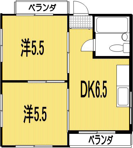 ポラリス桜井V(2DK/1階)の間取り写真