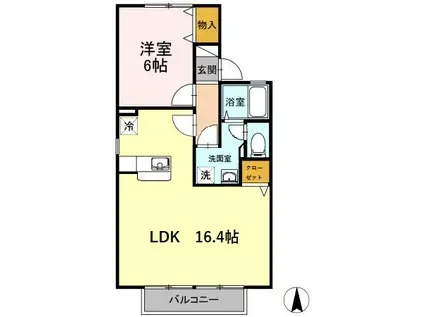 セジュールたさきA(1LDK/1階)の間取り写真