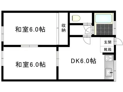 コーポうちさわ(2DK/2階)の間取り写真