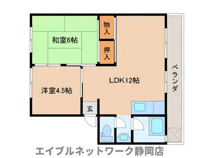 羽鳥小畑ハイツ(2LDK/3階)の間取り写真