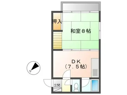 レディースマンション山代(1DK/2階)の間取り写真