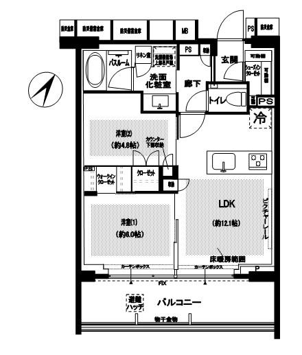 アトラス青山レジデンシャル(2LDK/3階)の間取り写真