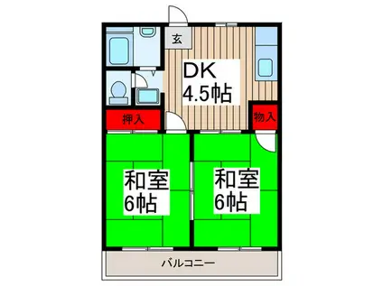 コーポラス新和(2DK/2階)の間取り写真