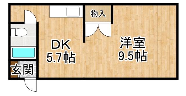 ハイツ513(1DK/2階)の間取り写真