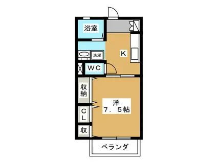 コンフォート・安東(1K/1階)の間取り写真