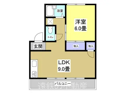 ウエストHILL21(1LDK/2階)の間取り写真