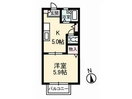 コーポつくし津ノ井(1K/1階)の間取り写真