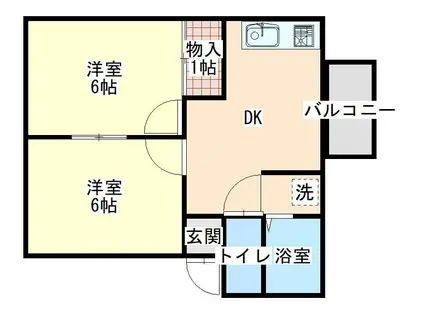 コーポ・アゼリアII(2DK/2階)の間取り写真