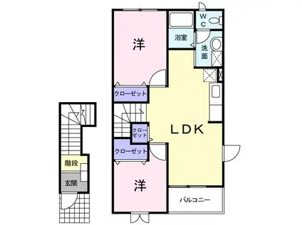 メゾンコニファーI(2LDK/2階)の間取り写真
